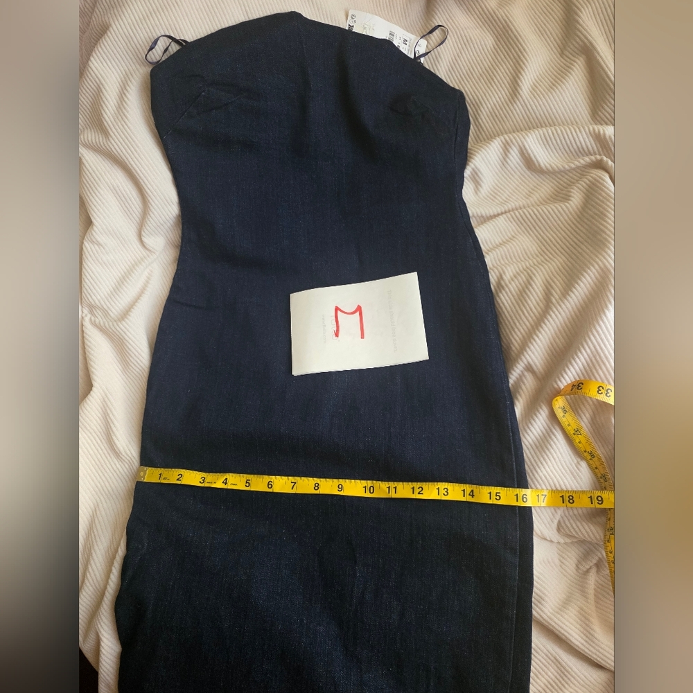 Zara denim strapless midi dress blue BNWT - Picture 7 of 15